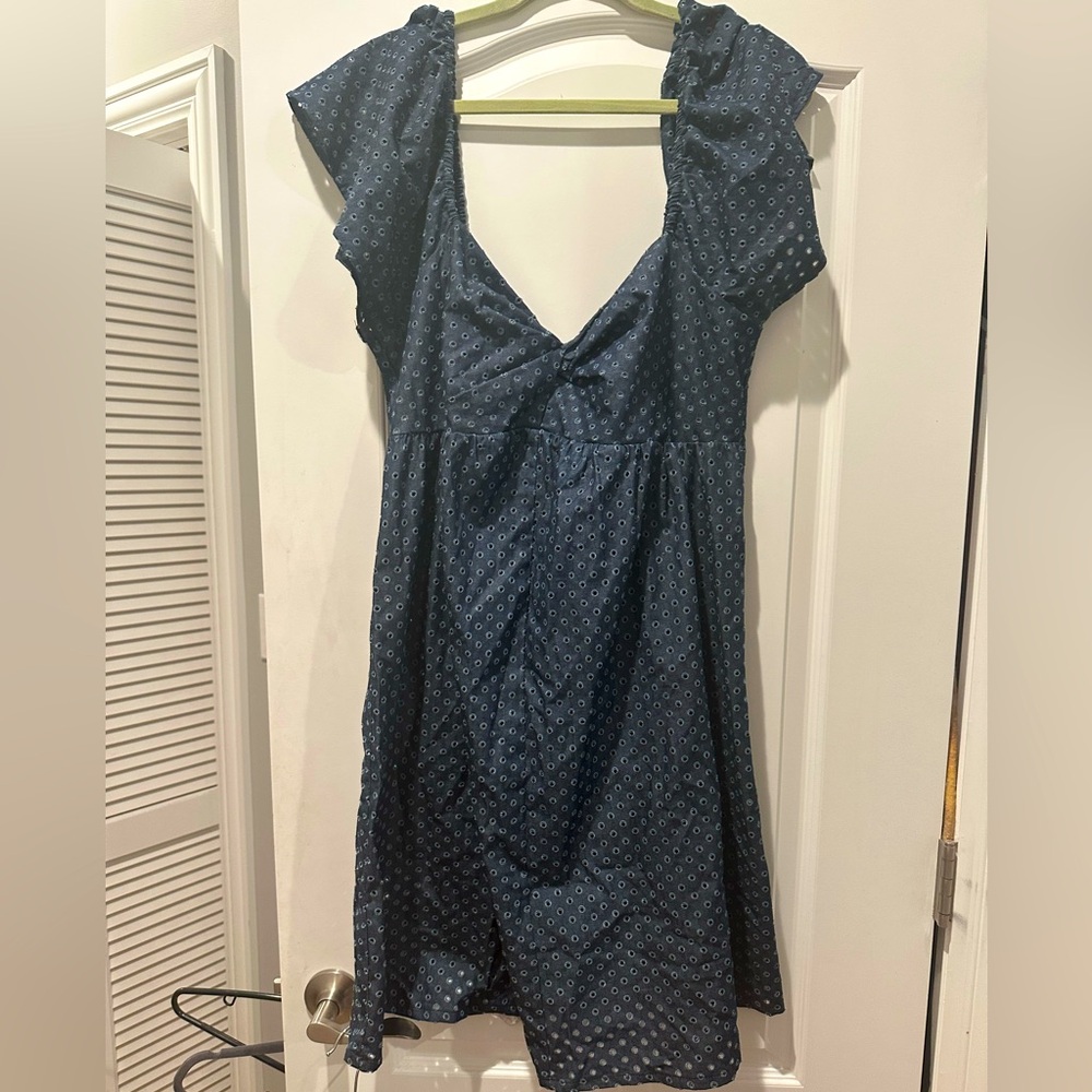 La Relaxed Blue Chambray eyelet sundress.
